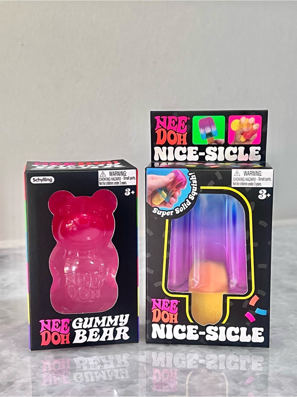 NeeDoh Nice-Sicle Purple & NeeDoh Gummy Bear Kids Squish Toy Set of 2 BUNDLE!